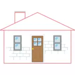 Small house with a red outline vector illustration