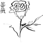 Kaligrafické růže vektorové ilustrace