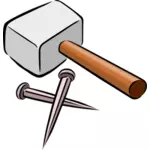 Hammer og spiker vektor tegning