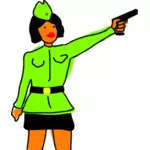 Female soldier caricature