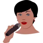 Ilustracja wektorowa kobiety z mikrofonem