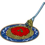 Vektor Klipart špaget a porci omáčky