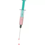 Eine Spritze mit einer rosa Flüssigkeit aus der Nadel-Vektor-Bild