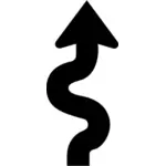 Squiggly road sign arrow