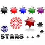 Disegno di selezione di diverse stelle vettoriale