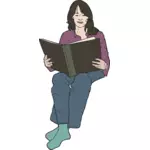 Gambar vektor wanita membaca