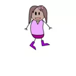 Vektori piirustus tyttö tikku hahmo violetti vaatteet