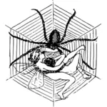 Ilustrasi wanita dan laba-laba
