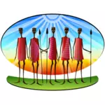 Tyylitelty Masai-ihmisten vektorikuva