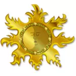 Goldene Sonne und Mond-Vektor-ClipArt