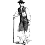 Vektorové grafiky člověka z Tenerife v 19. století oblečení