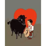 Moutons et gosse noirs