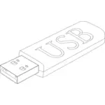חבל דק האיור וקטורית מקל ה-USB