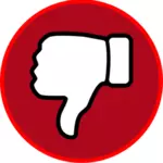Vector drawing of thumbs down in a red circle