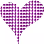 Coração púrpura com polegares para cima