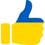 Tommelen opp og ukrainske symbol