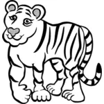 Tegning av vennlige tiger i svart-hvitt