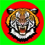 Tigre rouge sur vert autocollant vector clipart