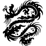 Aziatische dragon zwart-wit kunst