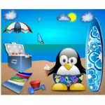 Пингвин на песчаный пляж векторное изображение