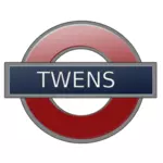 Lontoon metroaseman kyltti Twensin vektorikuvalle.
