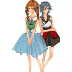 Två anime flickor