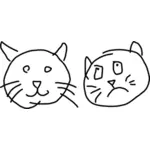Graphics of children's drawing of two cat heads