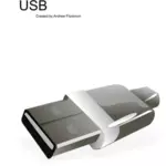 Grayscale USB plug vector imagine