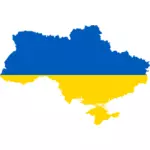 Карта Украины с флагом над ним векторные картинки