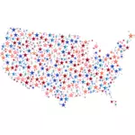 מפת ארצות הברית עם כוכבים