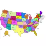 राजधानियों के साथ संयुक्त राज्य अमेरिका मानचित्र