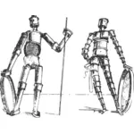 Clip-art vector de par de figuras dinâmicas construídas a partir de ligações metais