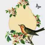 アップル花木のベクトル画像の小さな鳥
