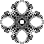 Siyah beyaz dört floral çerçeveler illüstrasyon vektör