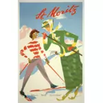 Vektorgrafikk utklipp av St Moritz vintage reise plakat