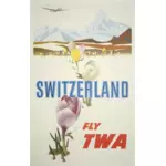 Fly TWA vintage matka juliste vektorigrafiikka
