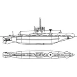 Vintage ubåten ritning