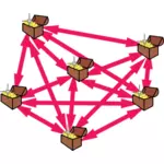 Vektorový obrázek rané webové struktury s hrnce zlata