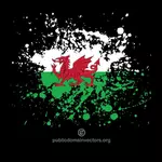 Flag of Wales in ink spatter