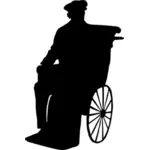Imagen de vector silueta de hombre en silla de ruedas