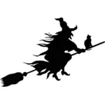 Witch and cat silhouette