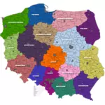 Distrikten i Polen karta vektor ClipArt