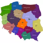 Clip-art vetor do mapa das regiões polonês
