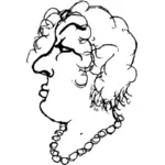 Vector miniaturi de mijloc femeie în vârstă cu perle mari