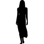 Vrouw in lange jurk silhouette