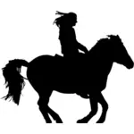 Silhueta de vetor mulher passeios a cavalo