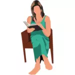 Женщина, сидя в кресле и чтения