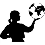 Woman with globe in hand
