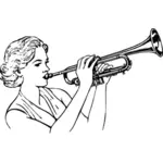 Женщина играет труба