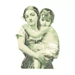 Vintage kvinne med barn